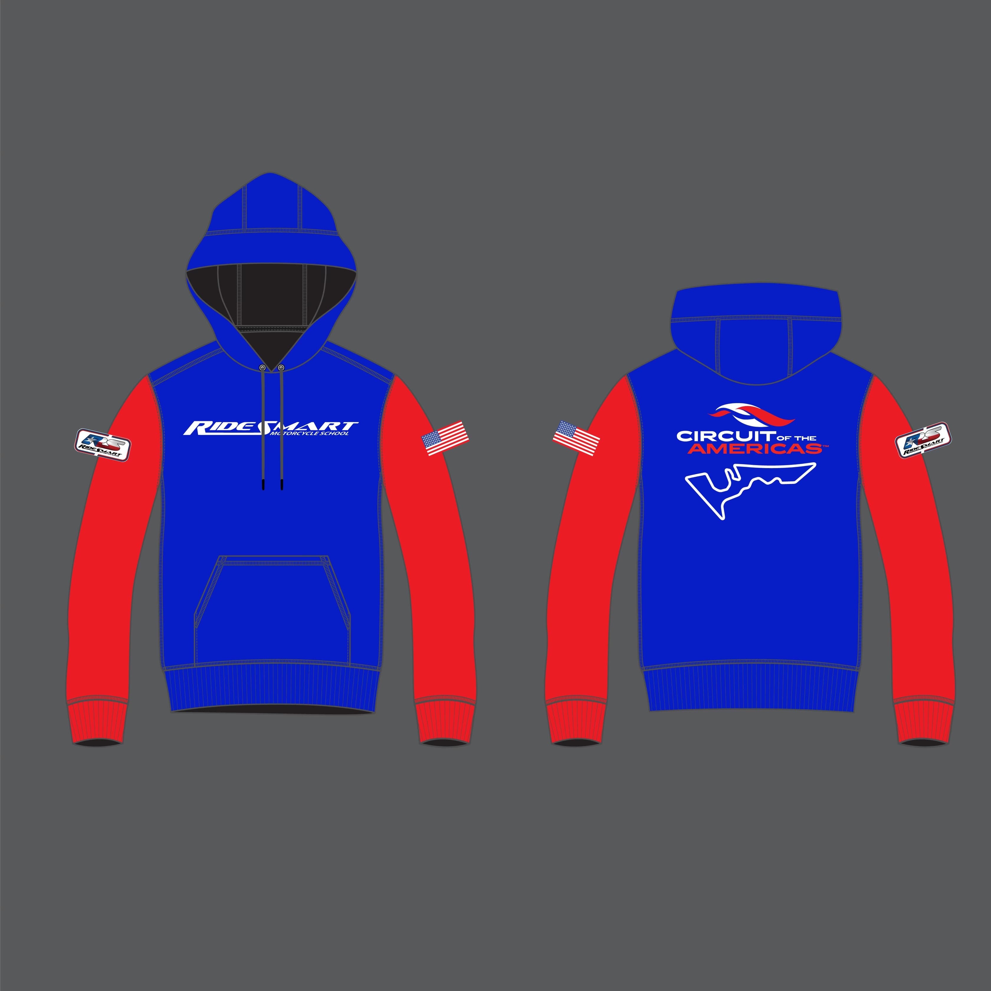 RideSmart Hoodie (Red/Blue)